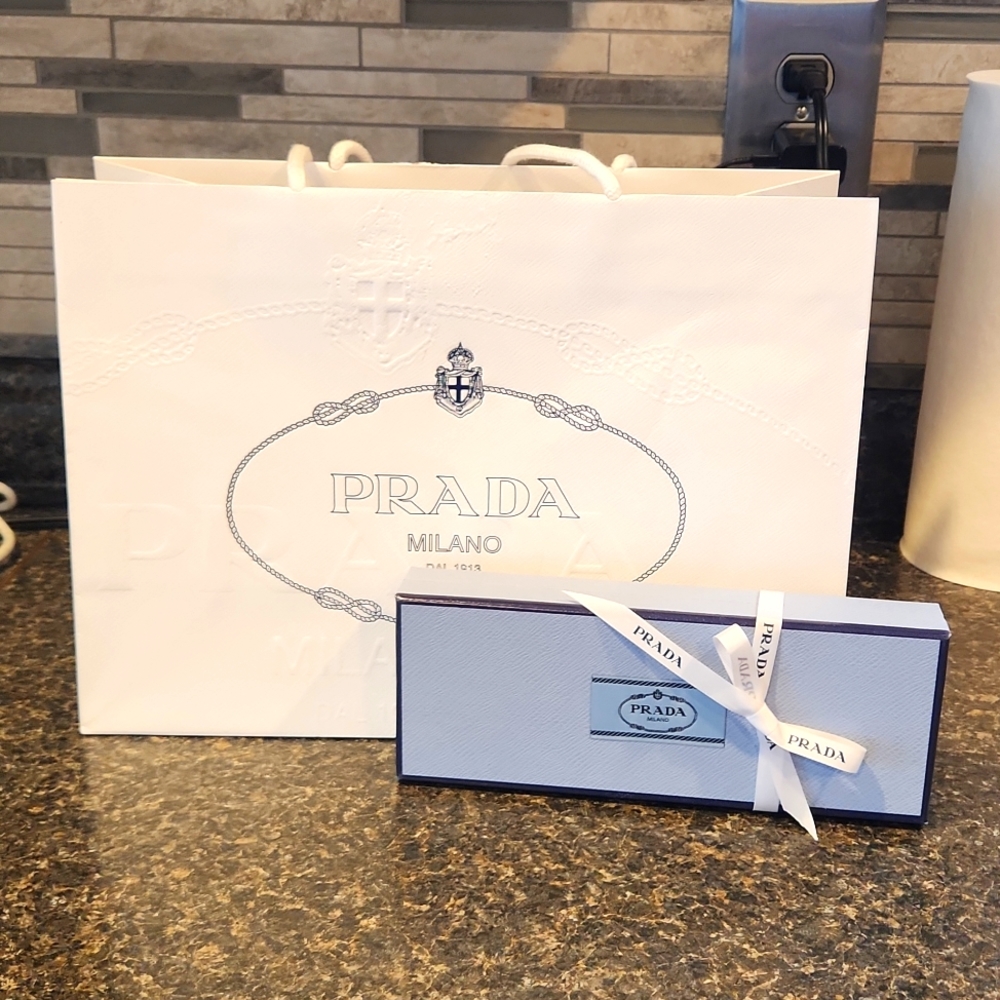 PRADA Pale Blue Gift Box, Ribbon & Gift Bag